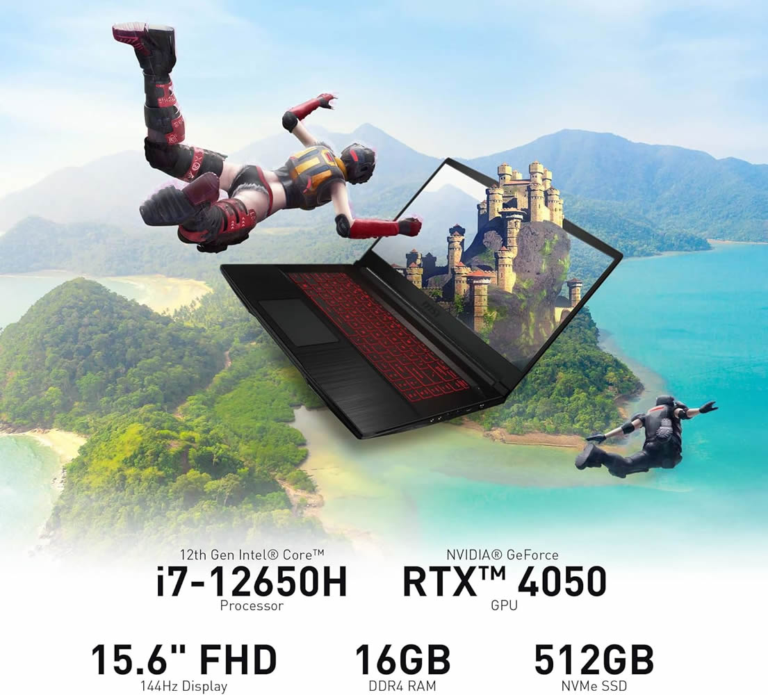 MSI Thin GF63 | 15.6" 144Hz Gaming Laptop | 12th Gen Intel Core i7 | 16GB DDR4 | 512GB NVMe SSD | NVIDIA GeForce RTX 4050 - Image 3